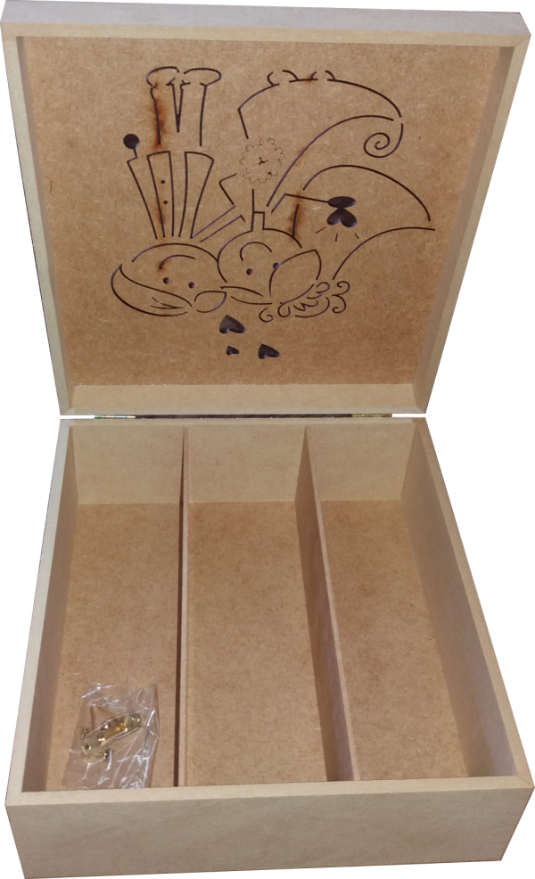 CAIXA NOIVO DOBRADICA 25x23X9,5CM MDF Crú