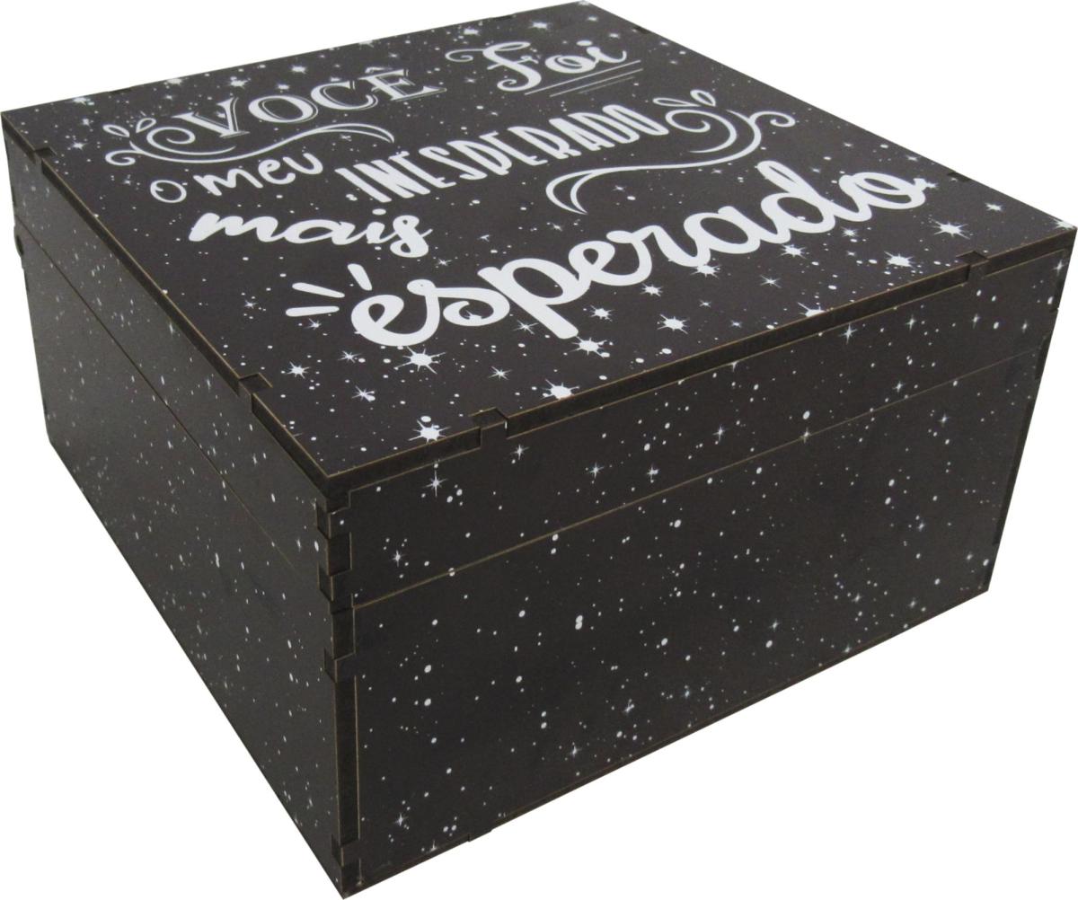 Caixa Organizadora Adesivada Inesperado 20x20x11cm mdf 