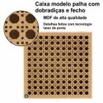 Caixa organizadora com tampa Palha 20x20x8cm com Fecho e Dobradiças - Ideal para Presente - MDF