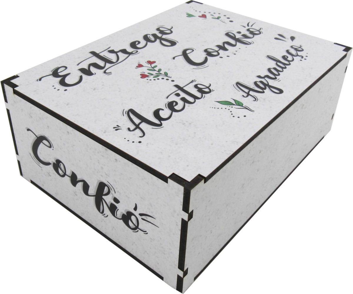 Caixa Organizadora  Entrego, Confio, Aceito e Agradeço 23X17X9cm Mdf 