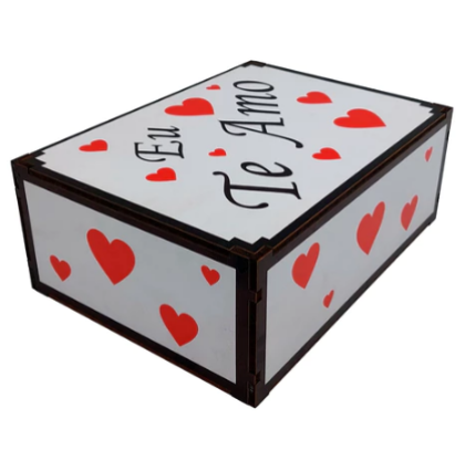 Caixa Organizadora Eu Te Amo Corações 23X17X9cm Mdf 