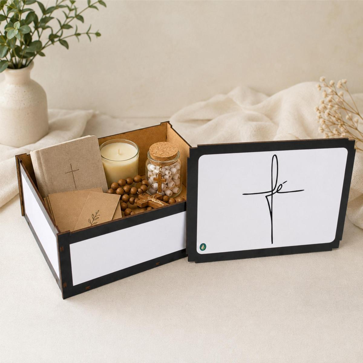 Caixa Organizadora Fé  23X17X9 Cm Mdf Adesivado