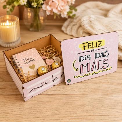 Caixa de MDF Organizadora Feliz Dia das Mães Mãe Te Amo 23x17x9