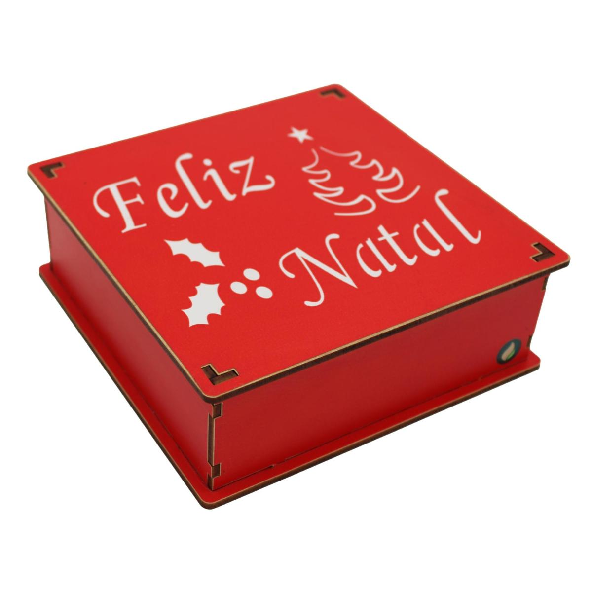 Caixa Organizadora Feliz Natal 16x16x5,5cm Mdf 