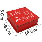 Caixa Organizadora Feliz Natal 16x16x5,5cm Mdf 