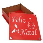 Caixa Organizadora Feliz Natal 16x16x5,5cm Mdf 