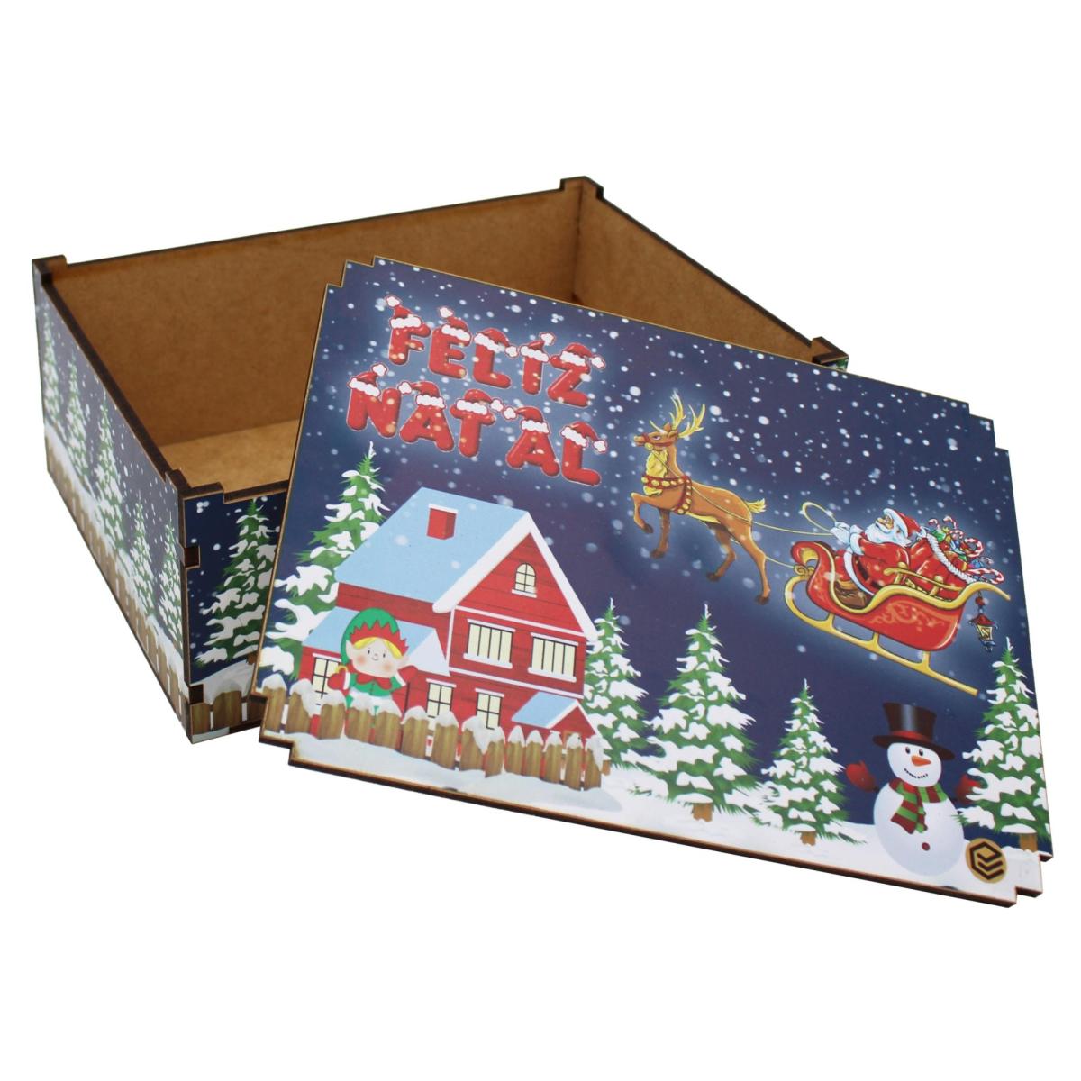 Caixa Organizadora Feliz Natal 23X17X9cm Mdf