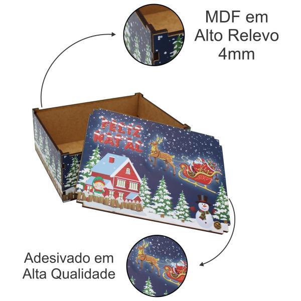 Caixa Organizadora Feliz Natal 23X17X9cm Mdf 