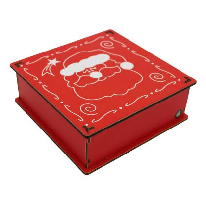 Caixa Organizadora Natal Papai Noel 16x16x5,5cm Mdf 