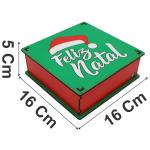 Caixa Organizadora Feliz Natal Verde 16x16x5,5cm Mdf 