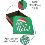 Caixa Organizadora Feliz Natal Verde 16x16x5,5cm Mdf 