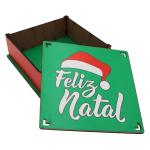 Caixa Organizadora Feliz Natal Verde 16x16x5,5cm Mdf 
