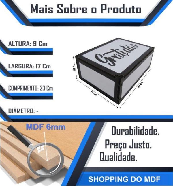 Caixa Organizadora Gratidão    23X17X9cm Mdf 