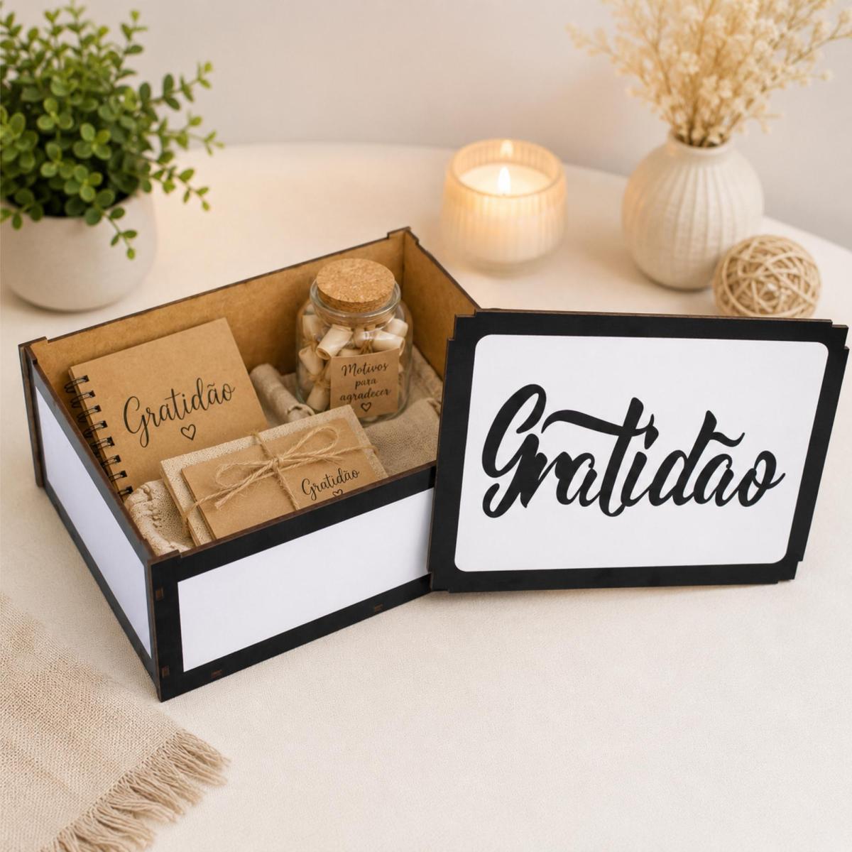 Caixa Organizadora Gratidão 23X17X9 Cm Mdf