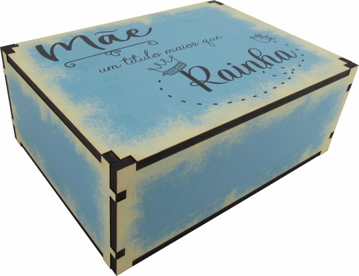 Caixa Organizadora Mãe Rainha Azul  23X17X9cm Mdf