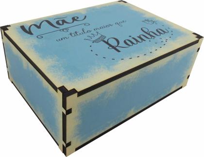 Caixa Organizadora Mãe Rainha Azul  23X17X9cm Mdf