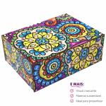 Caixa Organizadora Mandala Colorida   23X17X9cm Mdf 