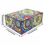 Caixa Organizadora Mandala Colorida   23X17X9cm Mdf 