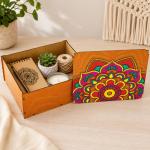 Caixa Organizadora Mandala Laranja 23X17X9 Cm Mdf