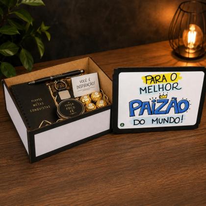 Caixa de MDF Organizadora Melhor Paizão do Mundo 23x17x9 cm