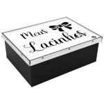 Caixa Organizadora Meus Lacinhos Preta e Branca 22x16x8cm 
