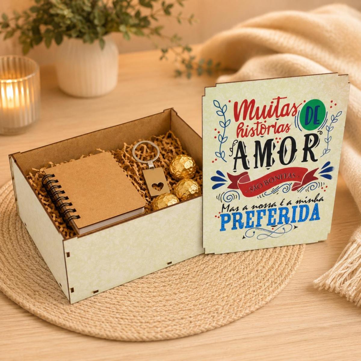 Caixa Organizadora Muitas histórias de amor  23X17X9cm Mdf