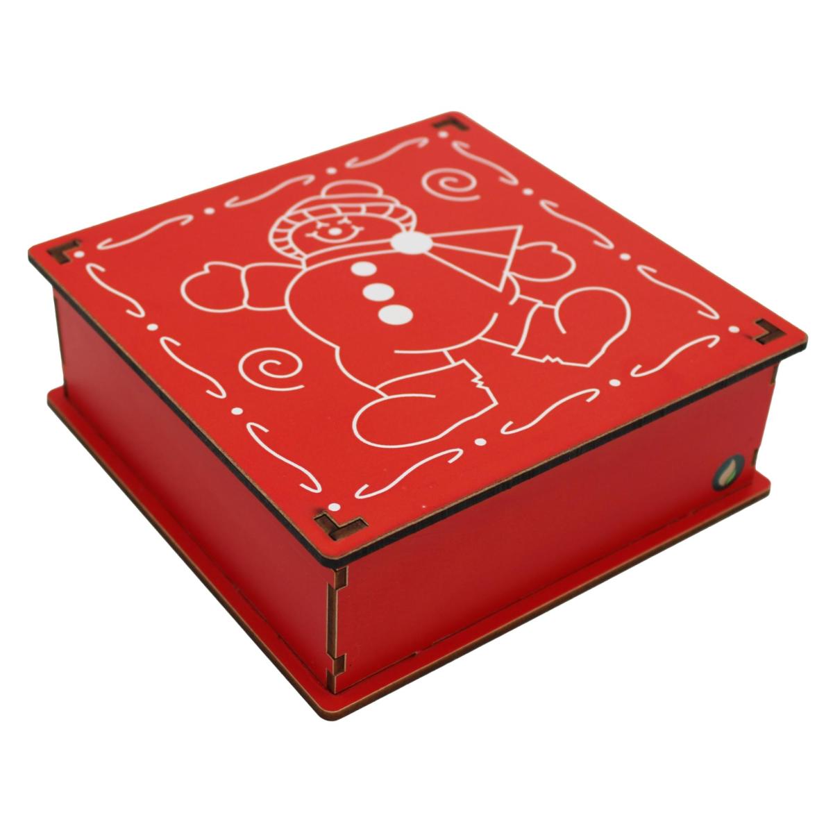 Caixa Organizadora Natal Boneco de Neve 16x16x5,5cm Mdf 
