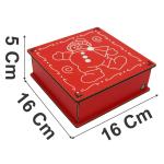 Caixa Organizadora Natal Boneco de Neve 16x16x5,5cm Mdf 