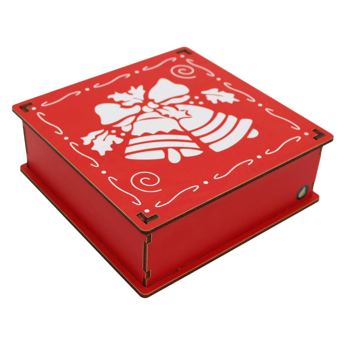 Caixa Organizadora Natal Sino 16x16x5,5cm Mdf 