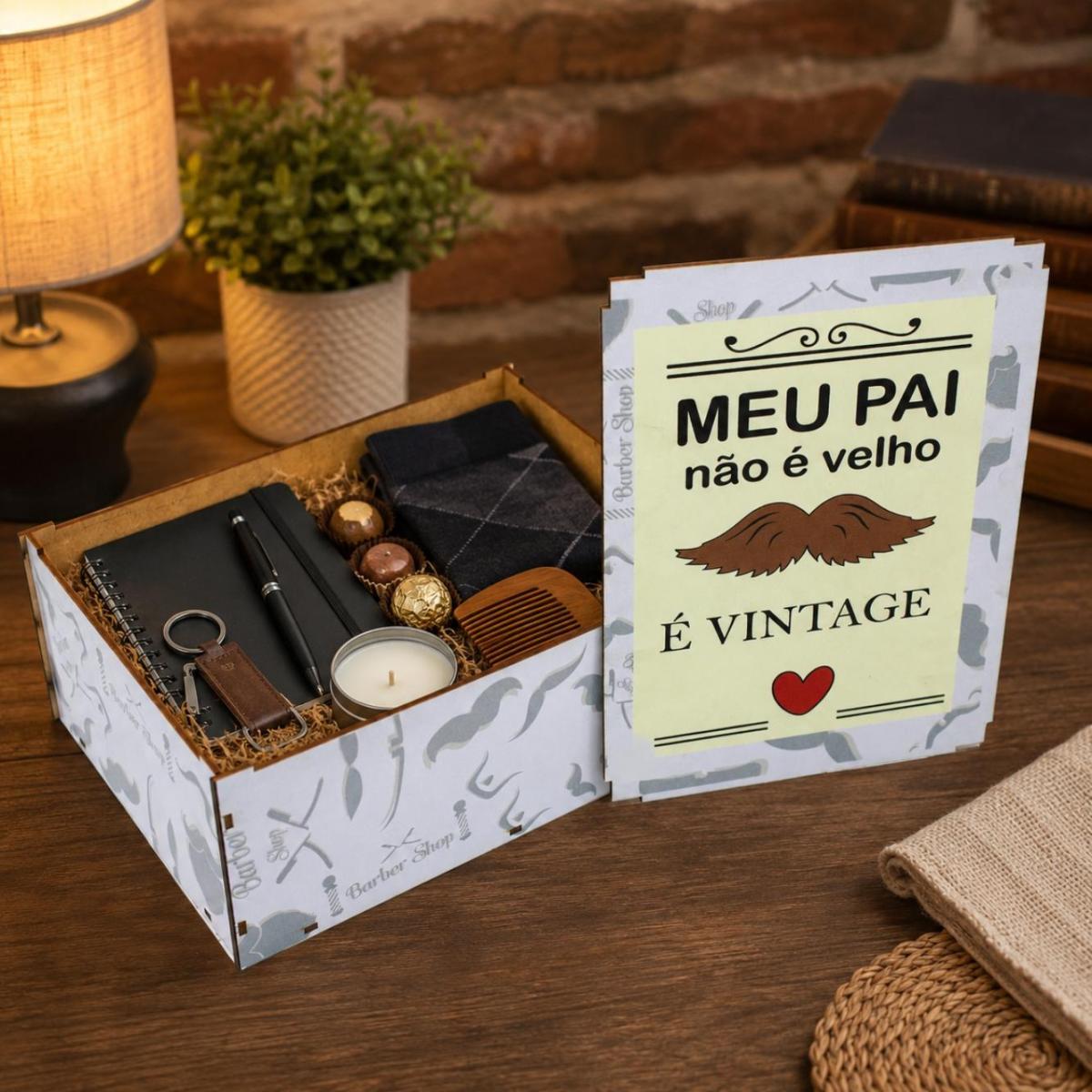Caixa Organizadora Pai não é velho é Vintage 23x17x9 Cm Mdf