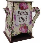 Caixa Organizadora Porta Chá Formato Bule Floral Chá MDF