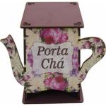 Caixa Organizadora Porta Chá Formato Bule Floral Chá MDF