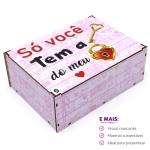 Caixa Organizadora Só você tema a Chave do meu Coração Rosa 23X17X9cm Mdf