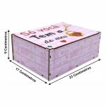 Caixa Organizadora Só você tema a Chave do meu Coração Rosa 23X17X9cm Mdf