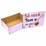 Caixa Organizadora Só você tema a Chave do meu Coração Rosa 23X17X9cm Mdf