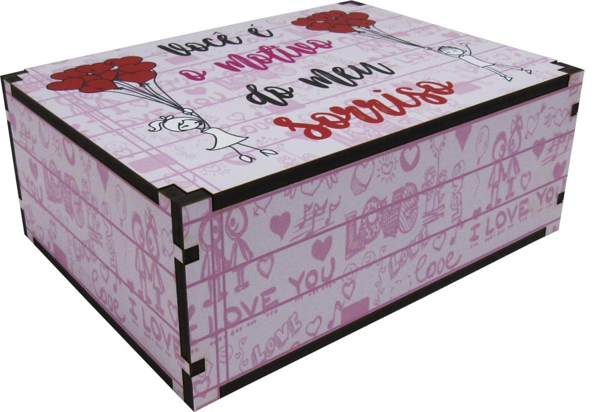 Caixa Organizadora Sorriso Rosa  23X17X9 cm Mdf