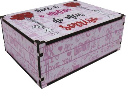 Caixa Organizadora Sorriso Rosa  23X17X9 cm Mdf 