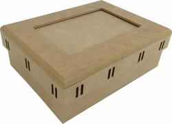 Caixa p/fita c/foto 19,5x14,5x6cm mdf crú