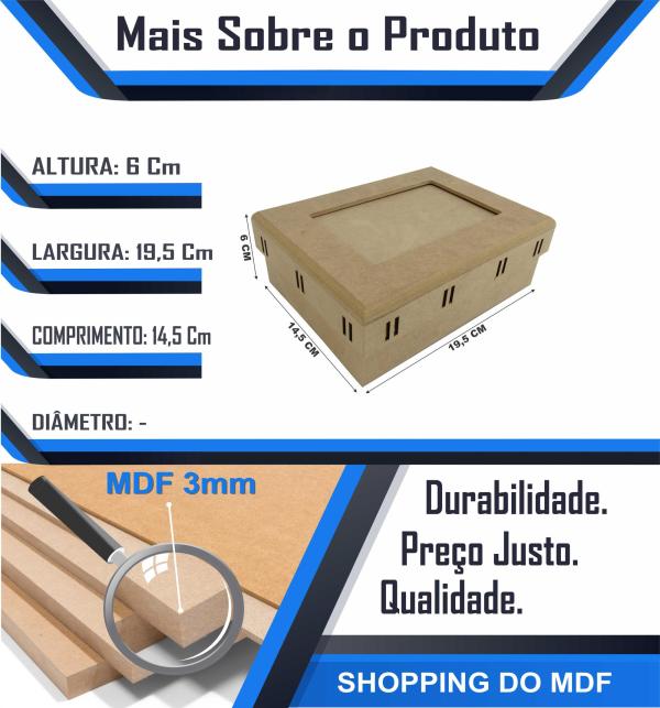 CAIXA P/FITA C/FOTO 19,5X14,5X6CM Mdf Crú