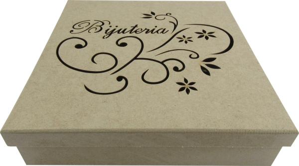 Caixa P/ Joias 3MM Vazada Bijuteria 25,5X25,5X6cm Mdf Crú