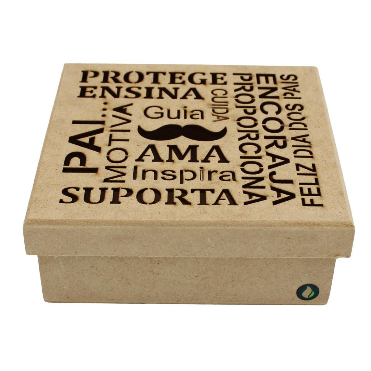 CAIXA PAI BIGODE 16X16X6CM MDF Crú