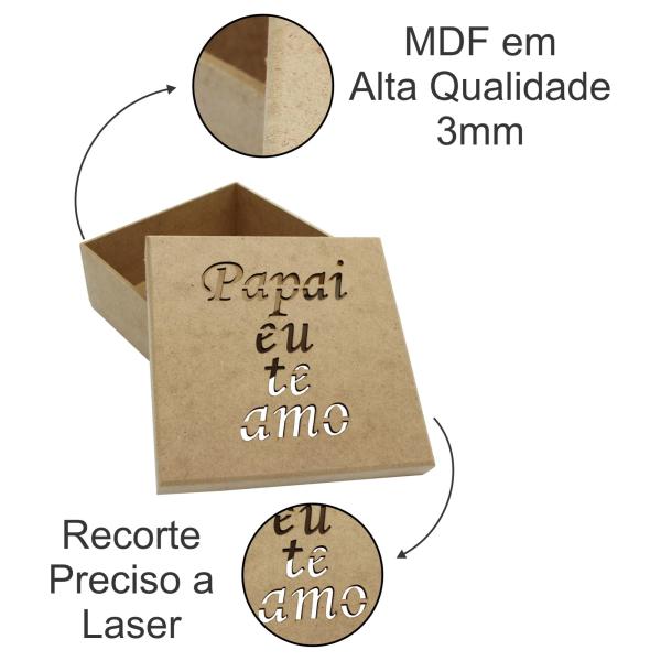 CAIXA PAI EU TE AMO 16X16X6CM MDF Crú