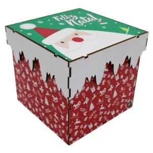 Caixa Panetone Natal Neve 16,5x16,5x16cm