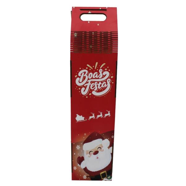 Caixa para Vinho Natalina MDF 10x10x40 cm 