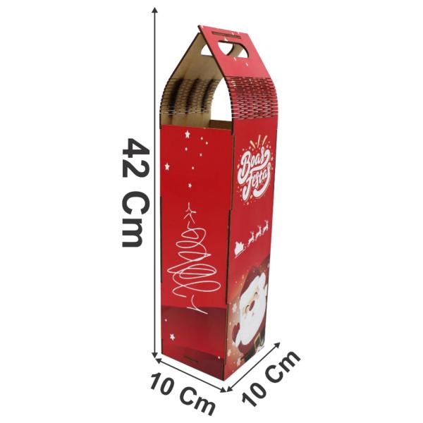Caixa para Vinho Natalina MDF 10x10x40 cm 