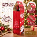 Caixa para Vinho Natalina MDF 10x10x40 cm 