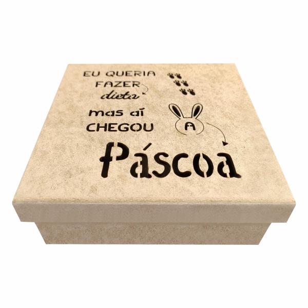 Caixa Páscoa Dieta 16X16X6CM MDF Crú