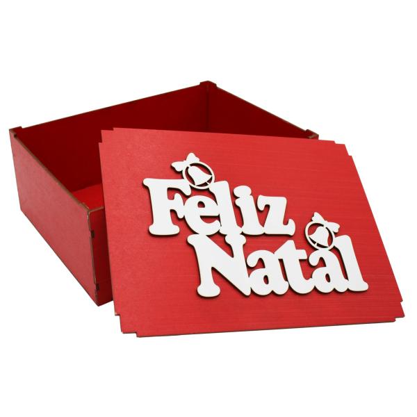 CAIXA PINTADA FELIZ NATAL 23X17X9CM 