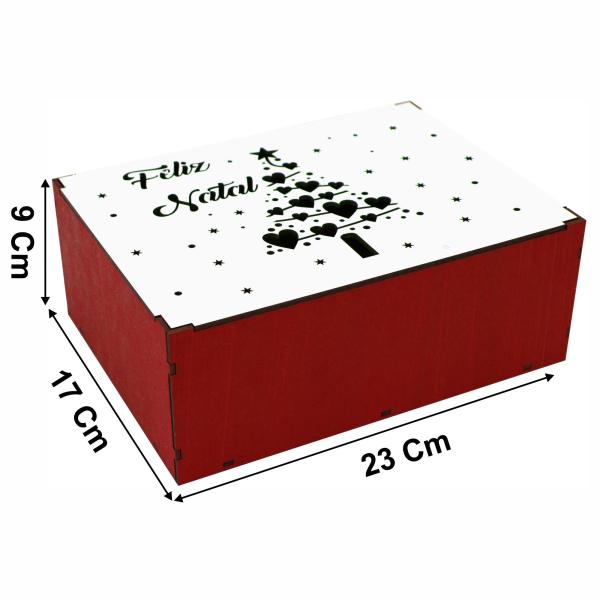 CAIXA PINTADA FELIZ NATAL ÁRVORE  23X17X9CM  CAIXA PINTADA FELIZ NATAL ÁRVORE  23X17X9CM