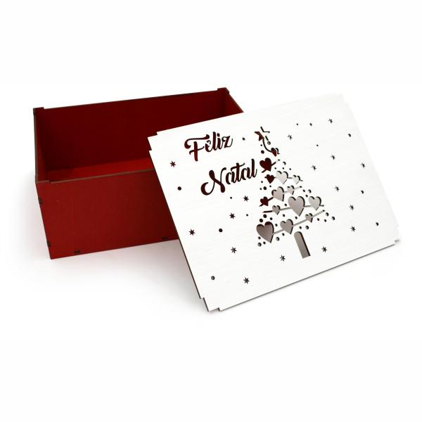 CAIXA PINTADA FELIZ NATAL ÁRVORE  23X17X9CM  CAIXA PINTADA FELIZ NATAL ÁRVORE  23X17X9CM
